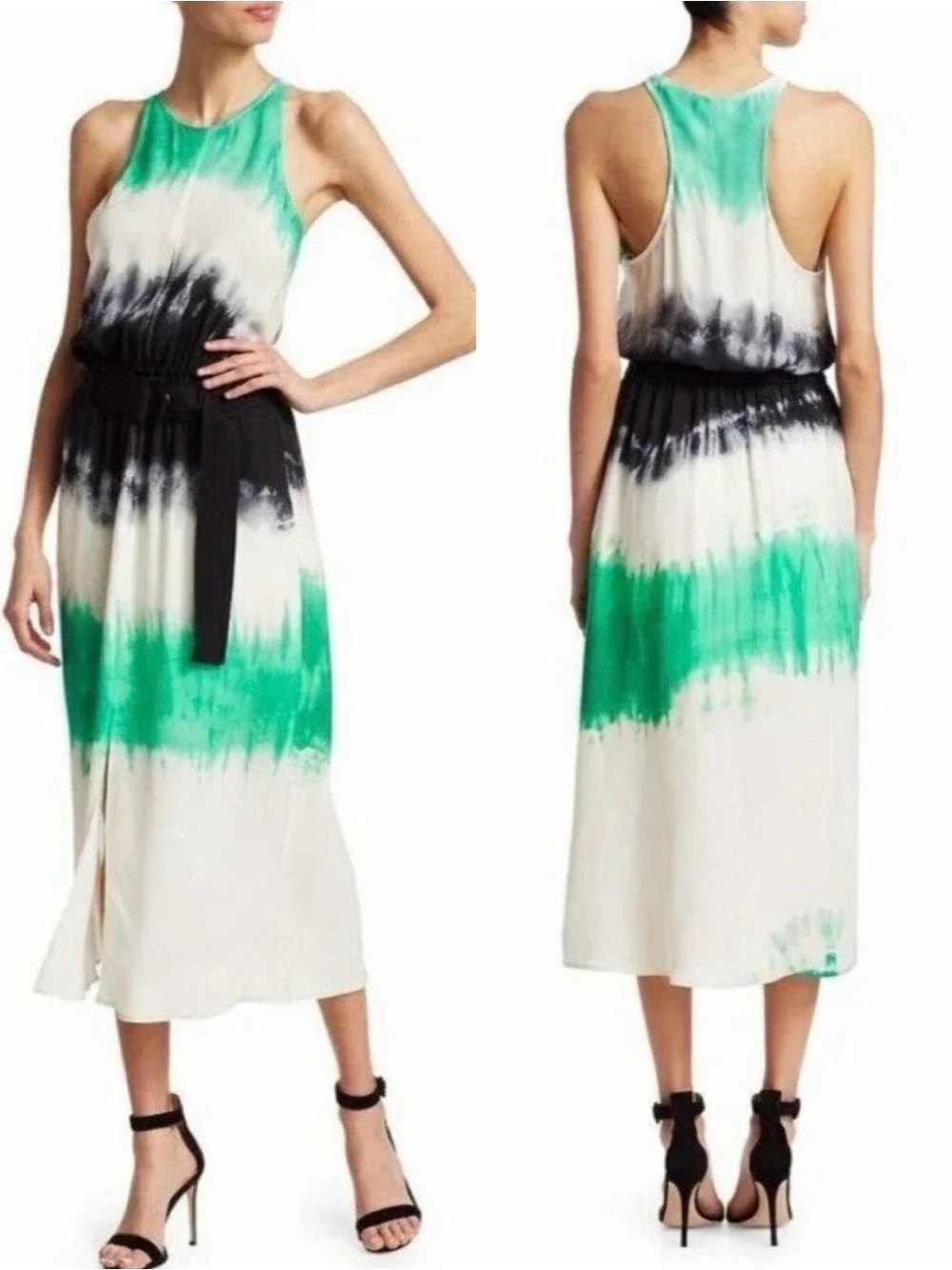 A.L.C Tallulah Tie-Dye Sleeveless Silk Midi Dress Racerback Beach Resort Size 4